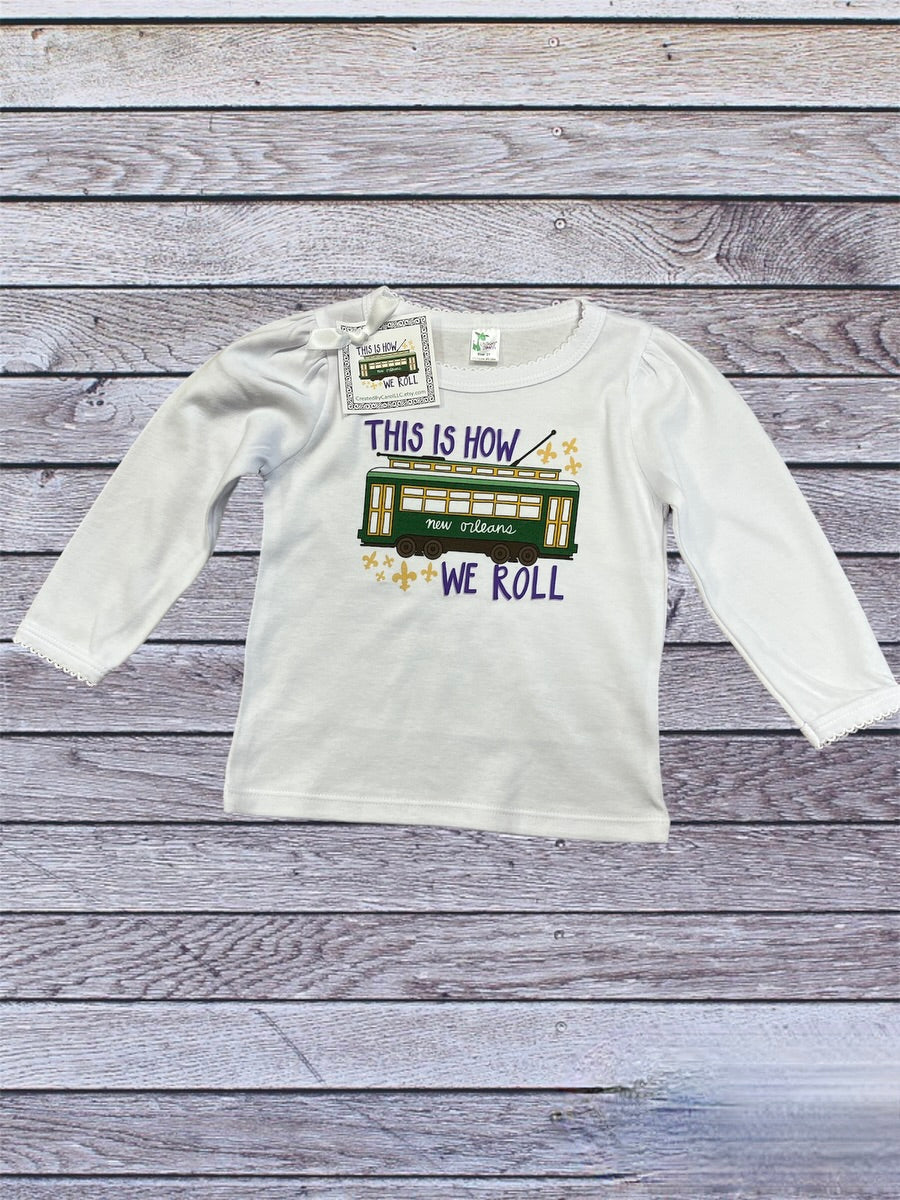 This is how we roll scallop long sleeve toddler shirt