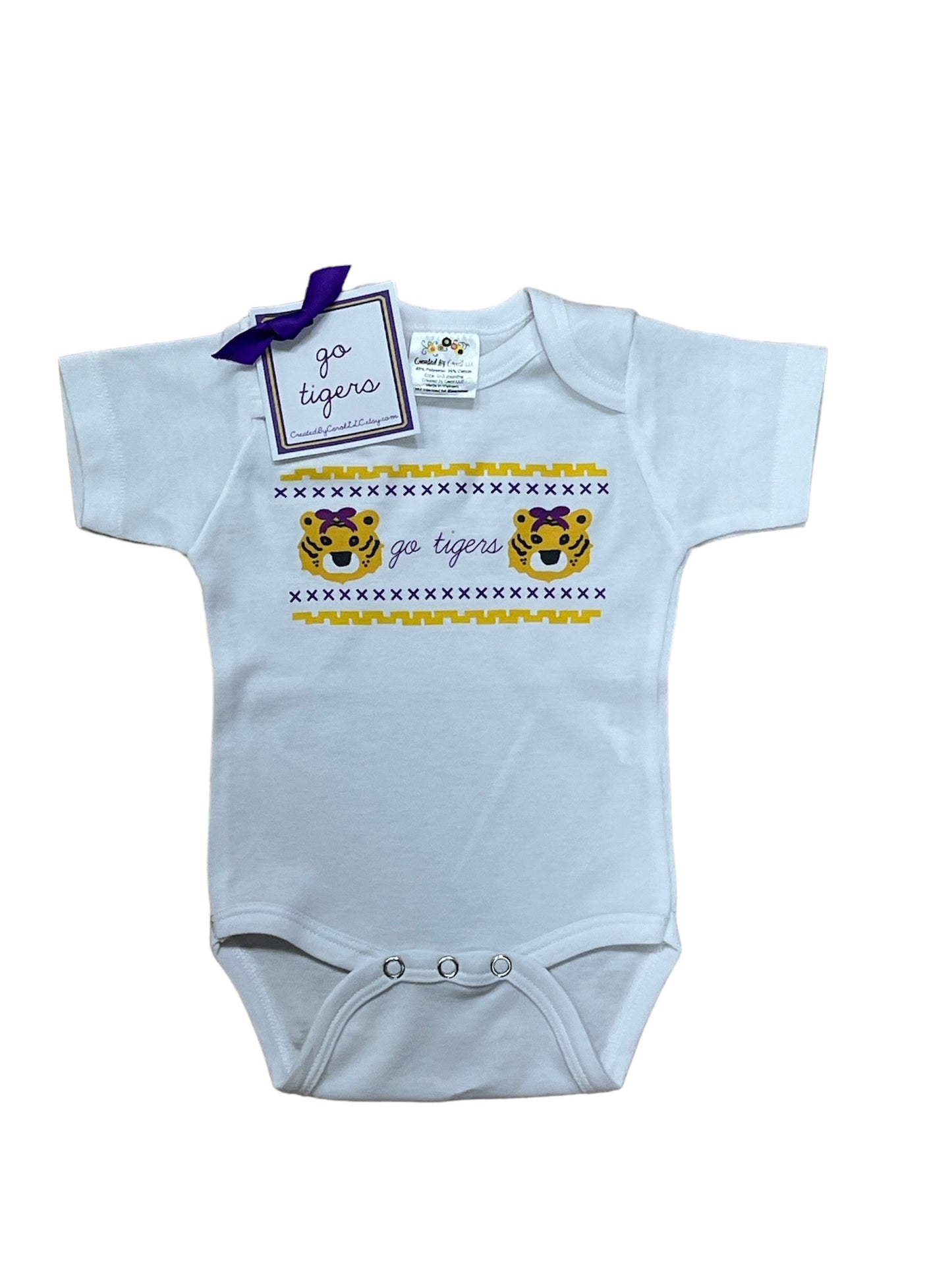 Girl Go Tiger with a bow Onesie