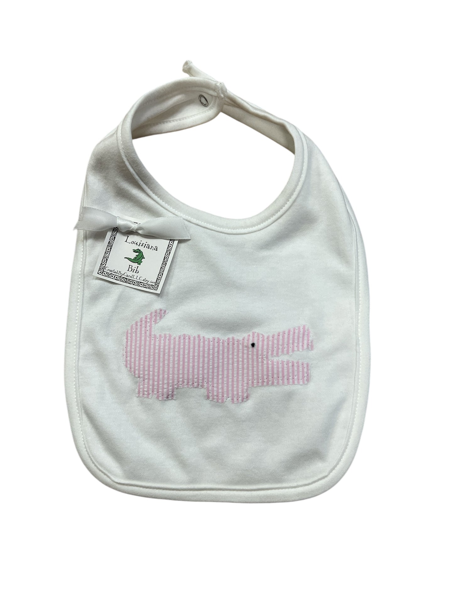 Seersucker Alligator Bib