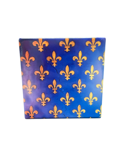 Blue and gold Fleur De Lis Coaster