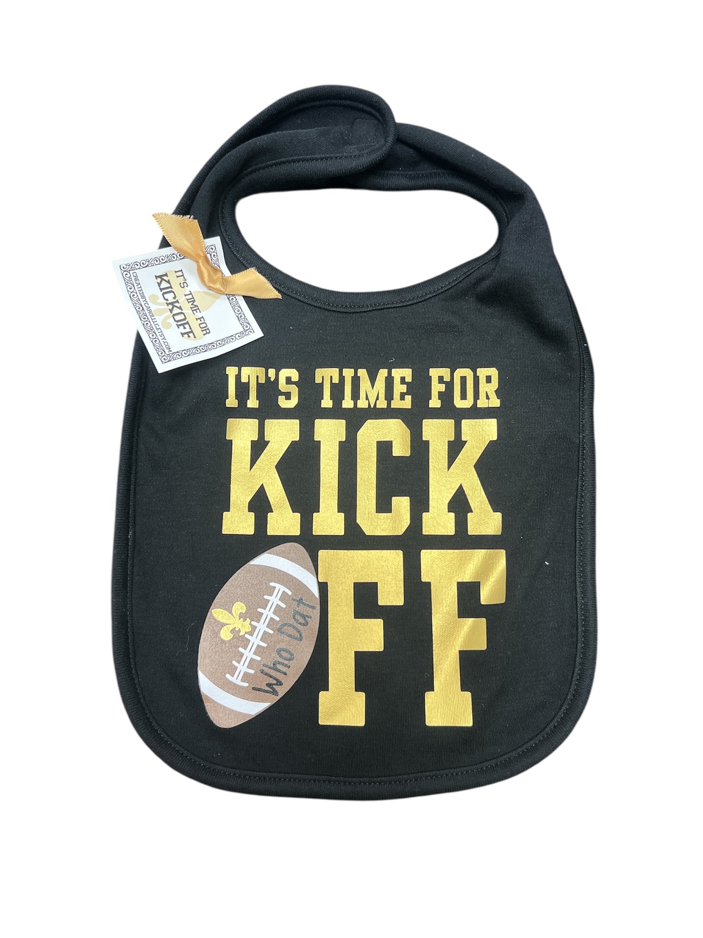 It's time for kick off baby bib