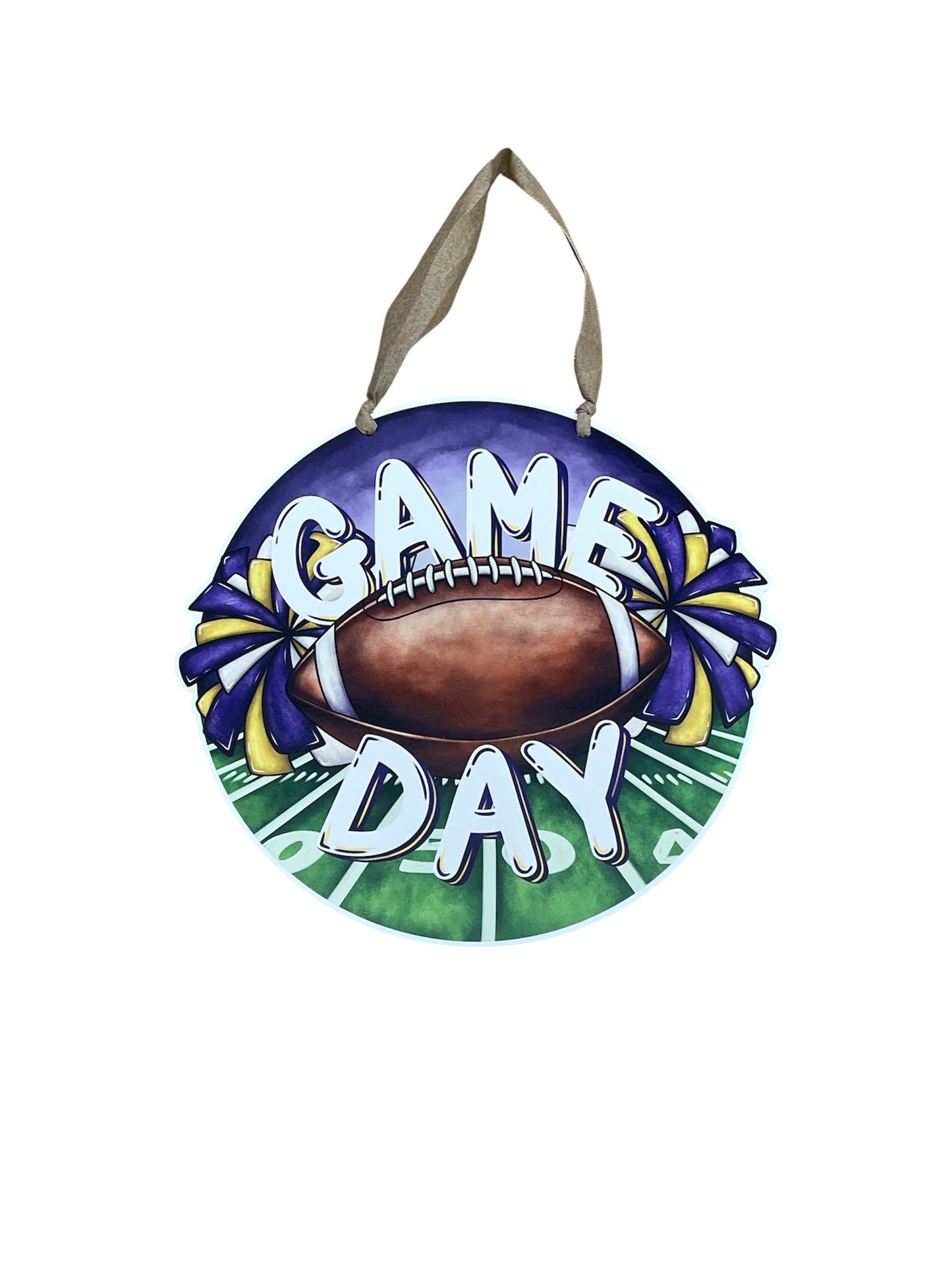 Purple and Gold Game Day Door Hanger