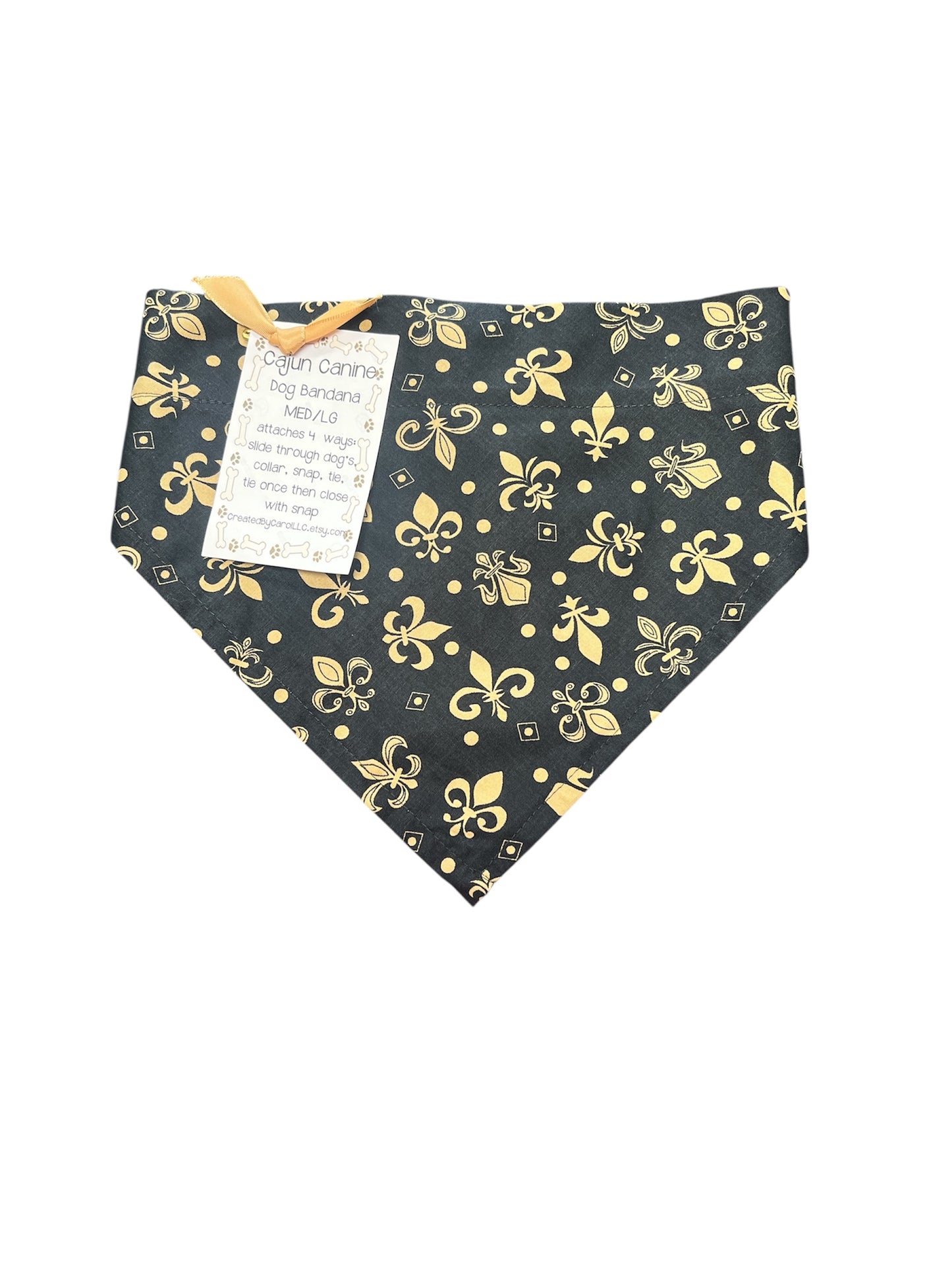 Black & Gold Fleur De Lis M/L Dog Bandana