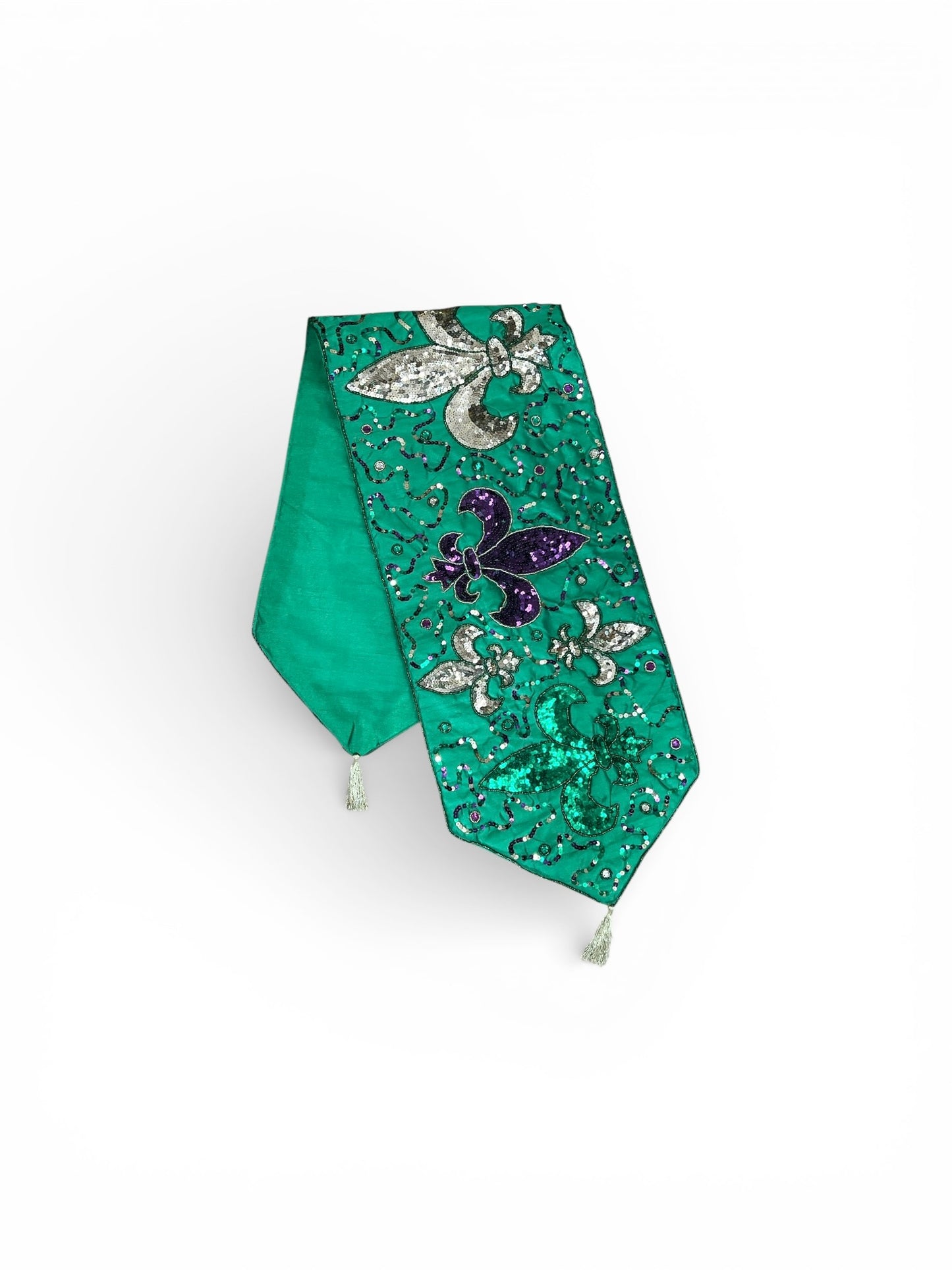 Jeweled Green Table Runner