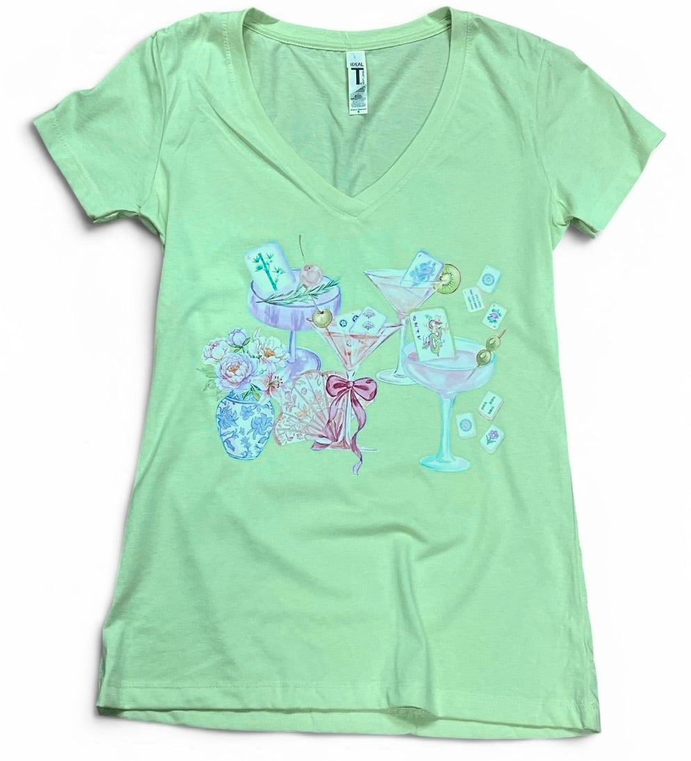 Mahjong and drinks mint shirt