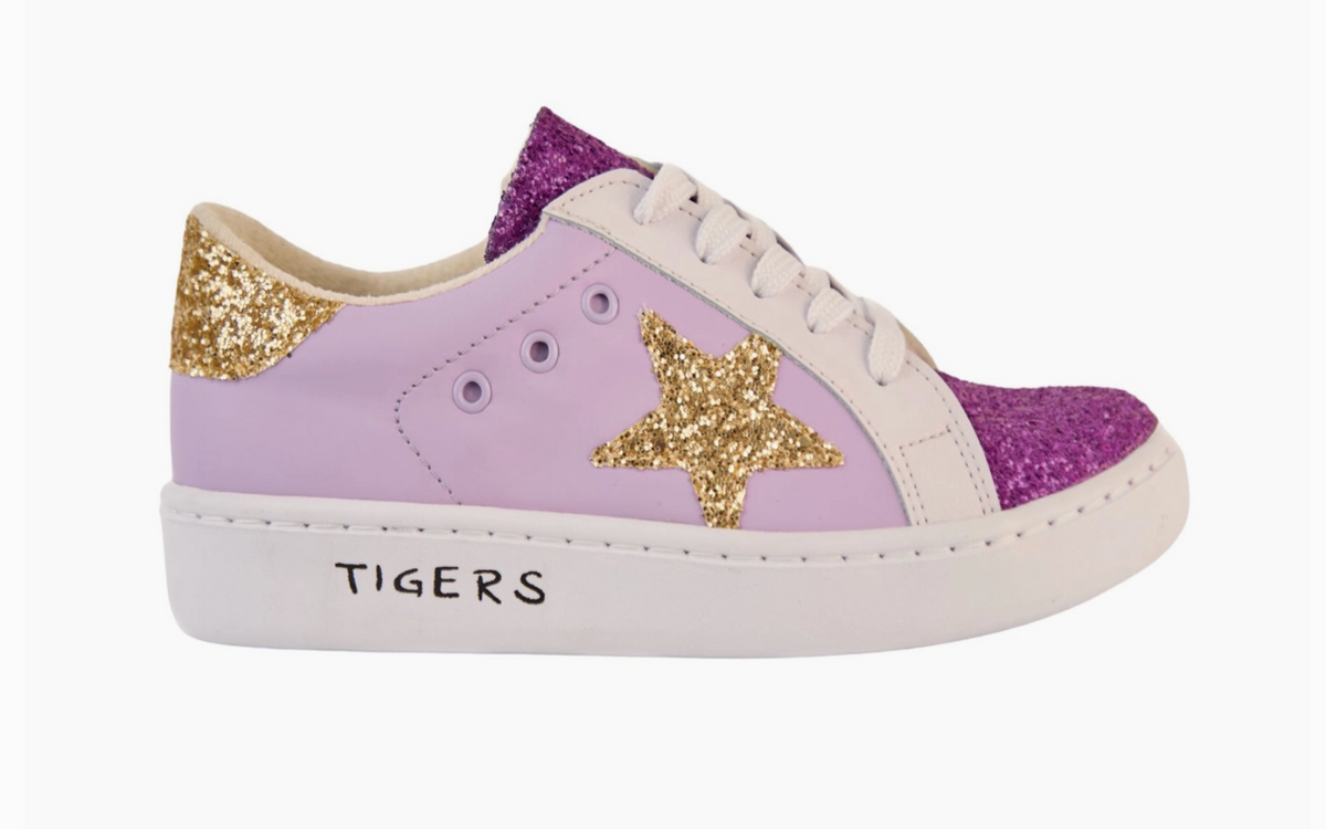 Shoes Purple and Gold Tiger Sneakers