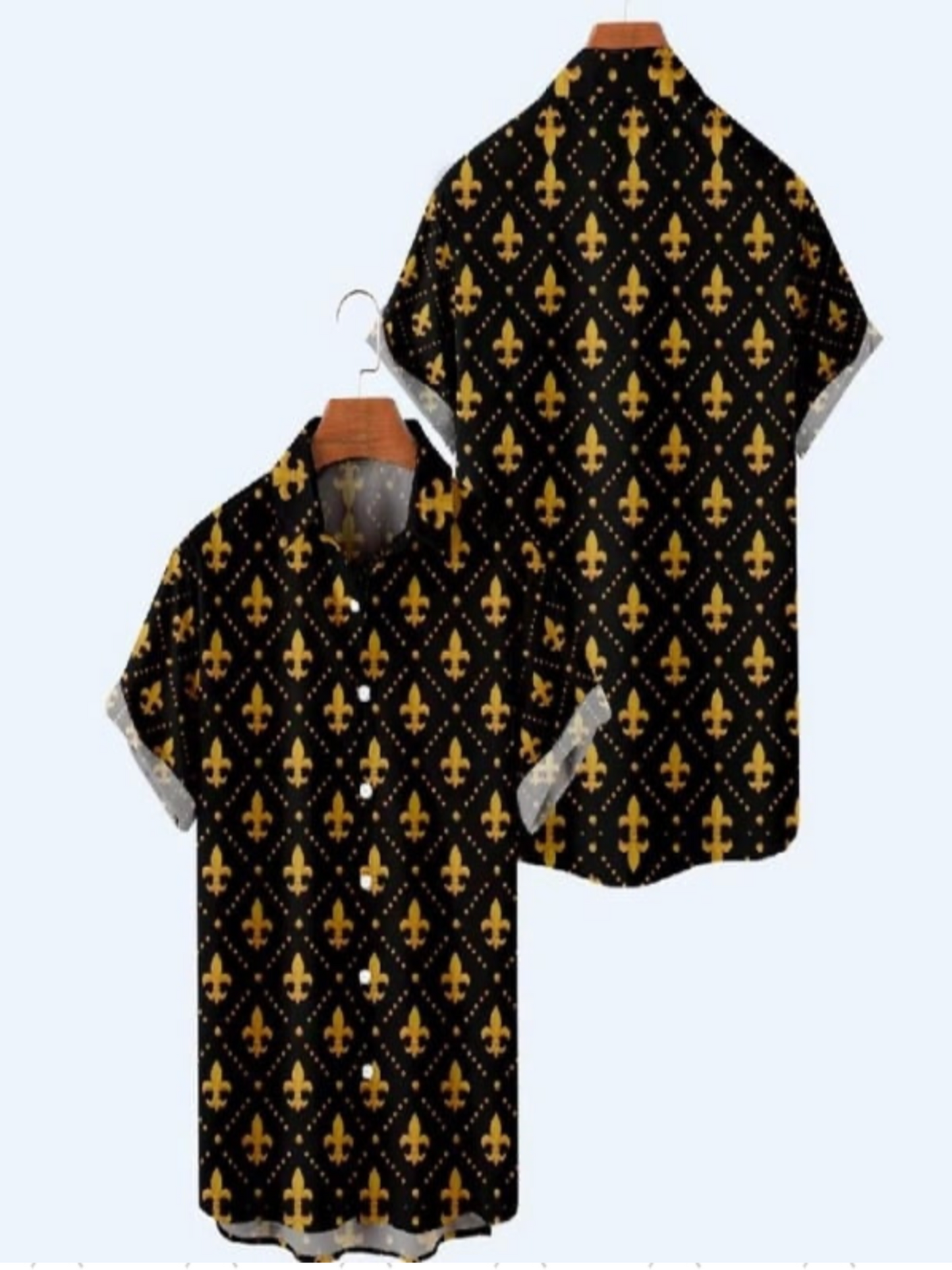 Black & Gold Fleur De Lis Button up Shirt