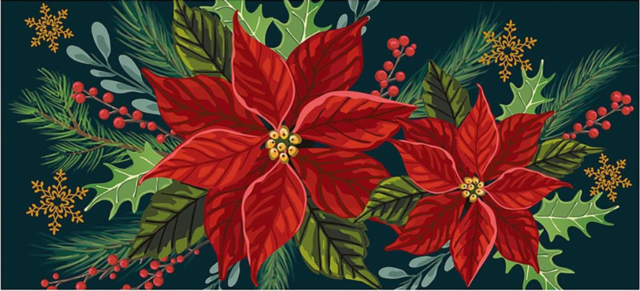 Happy Holidays Poinsettia Mat Insert