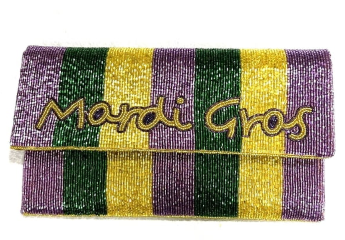 Mardi Gras Seed Bead Purse