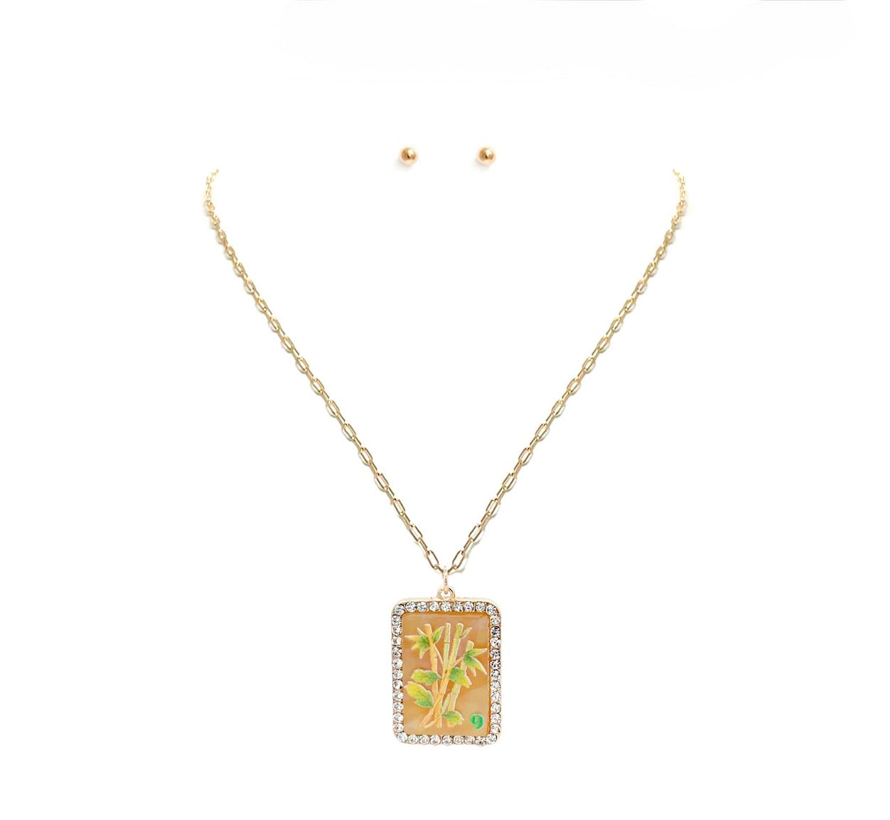 Bamboo Mahjong Tile Necklace