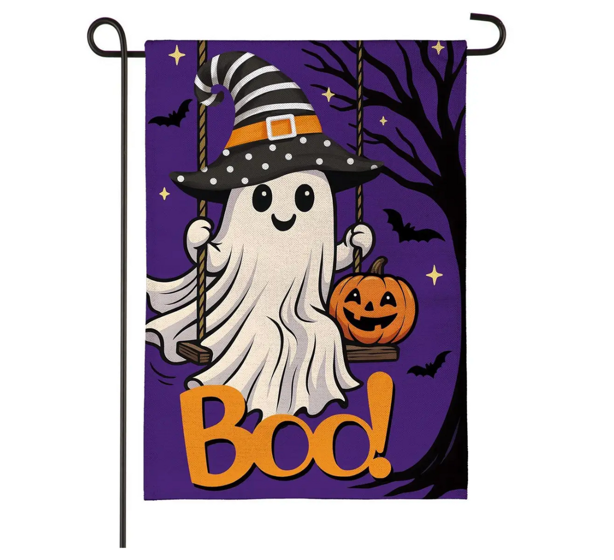 Swinging Ghost Burlap Flag
