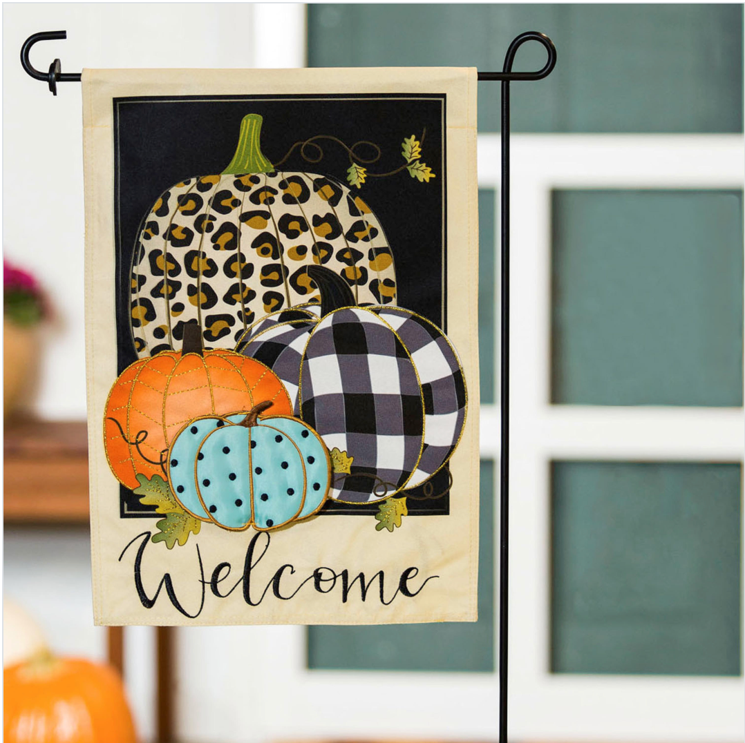 Mixed Print Pumpkins Garden Flag