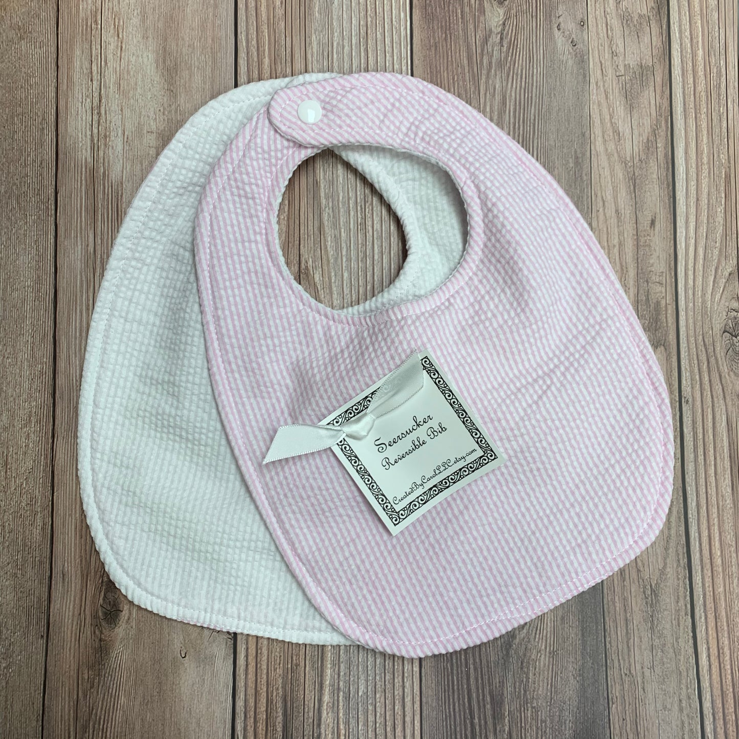 Seersucker - Baby Pink & White