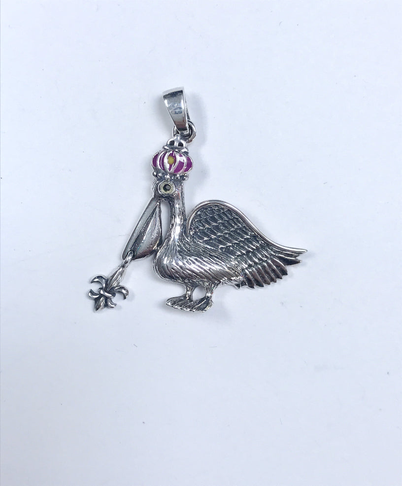 Mardi Gras Pelican Pendant
