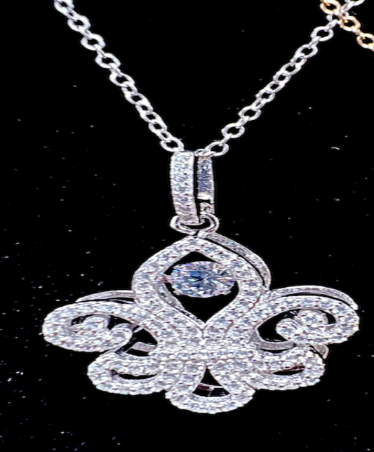 Sterling Silver or Gold plated CZ Fleur De Lis necklace