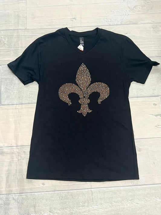 Rhinestone Gold Fleur De Lis Shirt