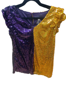 Apparel - Sequin Half Purple Half Gold top