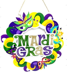 Mardi Gras Mask Door Hanger