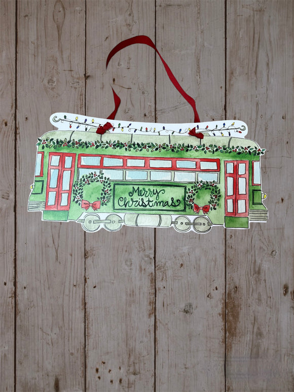 Door Hanger - Christmas Street car