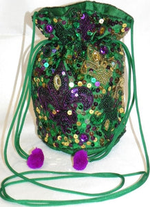 Round Drawstring Mardi Gras Purse