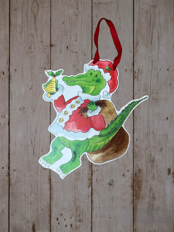 Door Hanger - Christmas Alligator