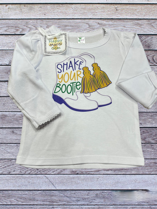 Shake your Bootie Scallop trim long sleeve toddler shirt