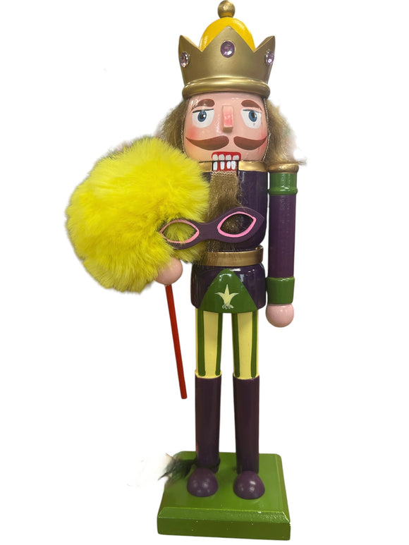 Mardi Gras- Nutcracker with yellow puff