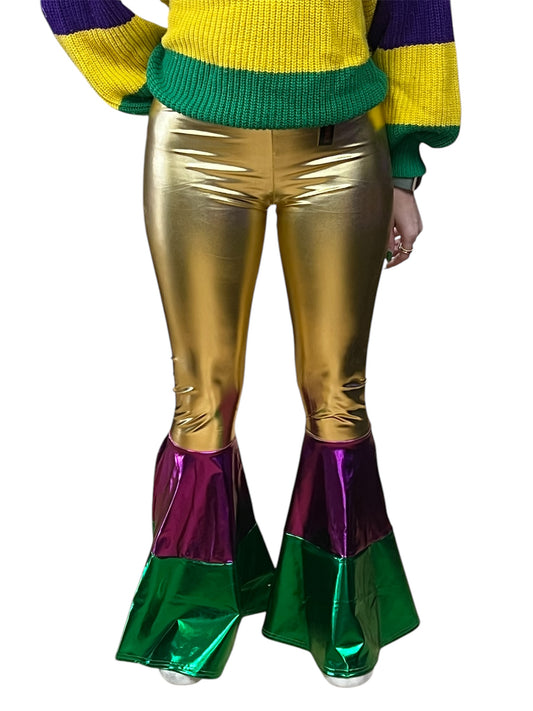 Mardi Gras Metallic Bell Bottom Pants