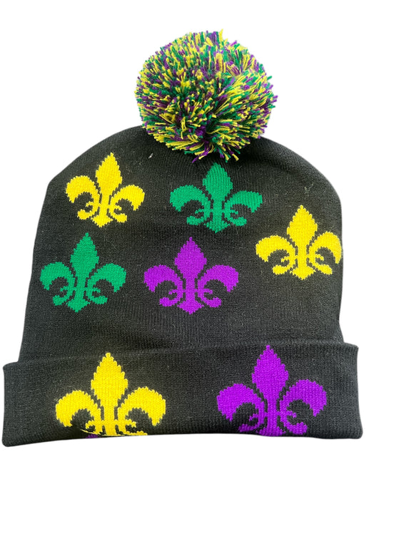 Mardi Gras Fleur de lis beanie