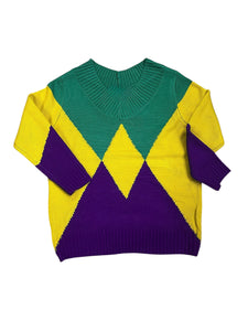 Mardi Gras V-neck sweater