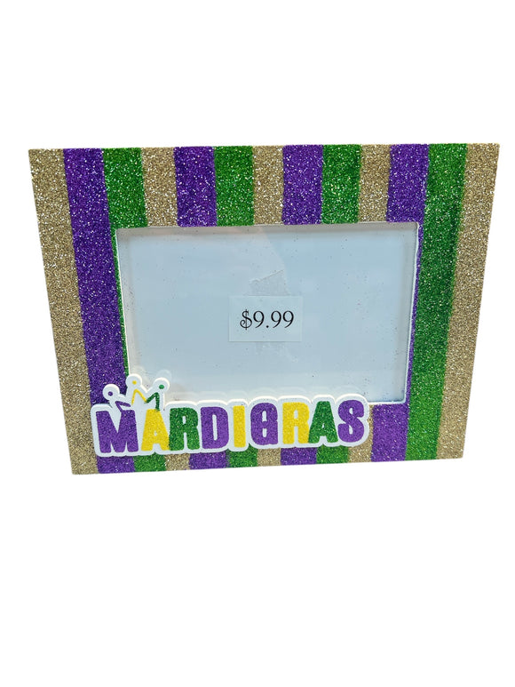 Mardi Gras glitter stripe frame