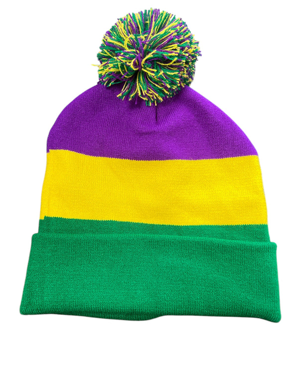 Mardi Gras Striped Beanie