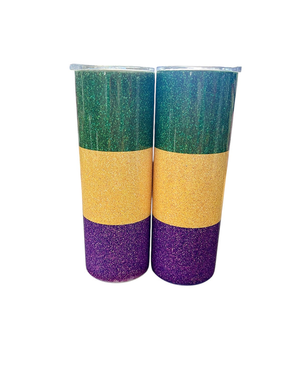 Mardi Gras stripe tumbler