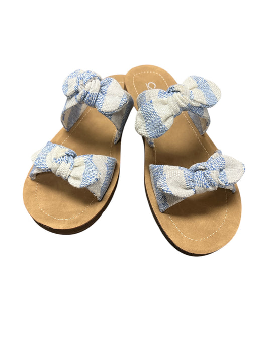 Blue Striped Bow Sandals