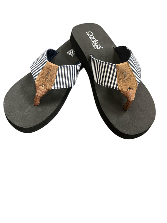 Navy White Stripe Flip Flops