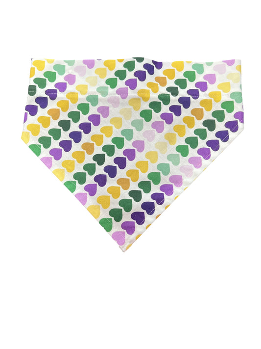 Mardi Gras Heart M/L Dog Bandana