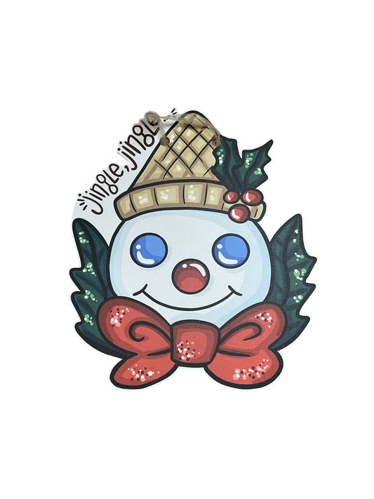 Flying Snowball Man Face Door Hanger