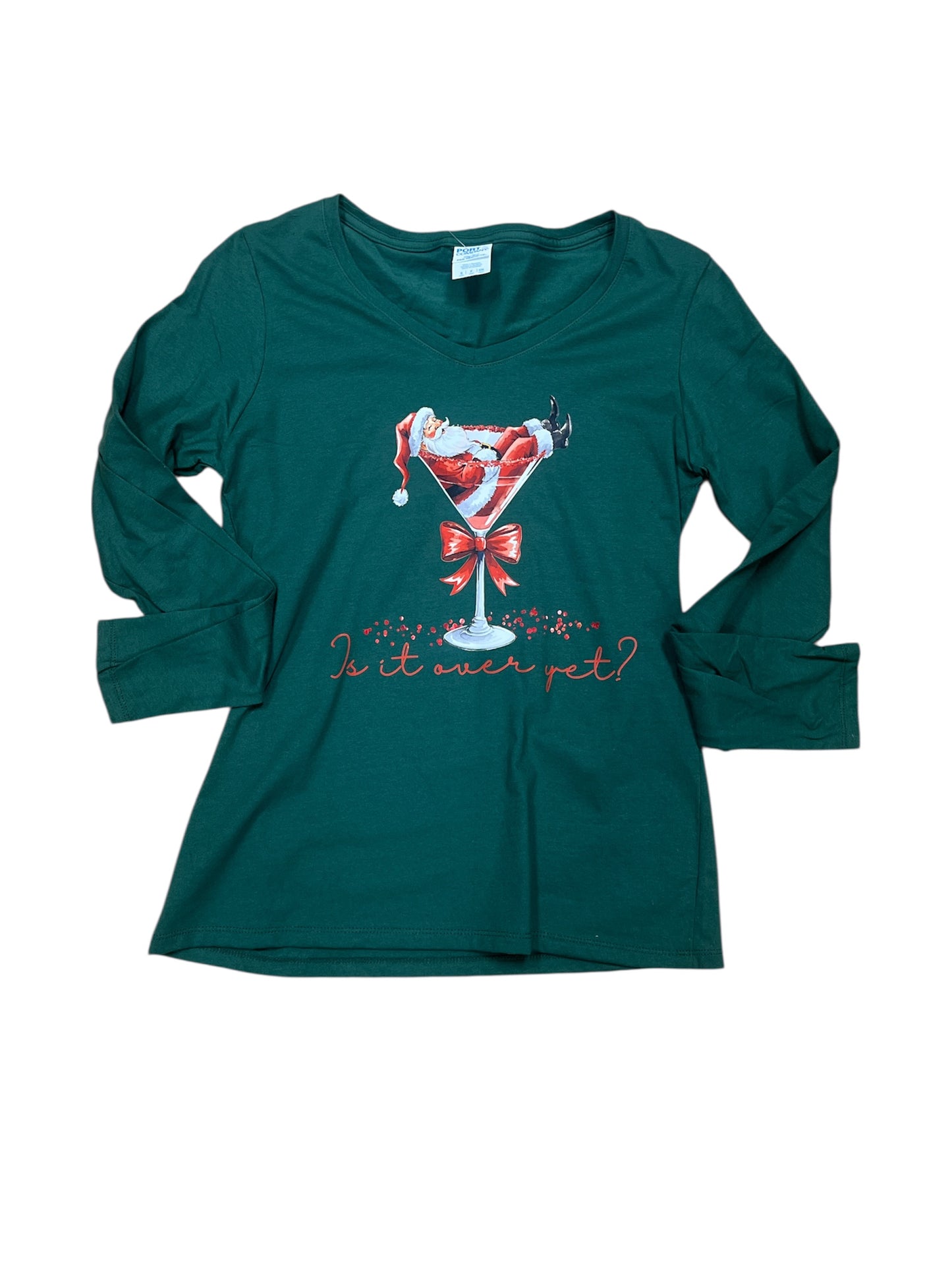 "Is it over yet" Santa in a Martini Glass Shirt