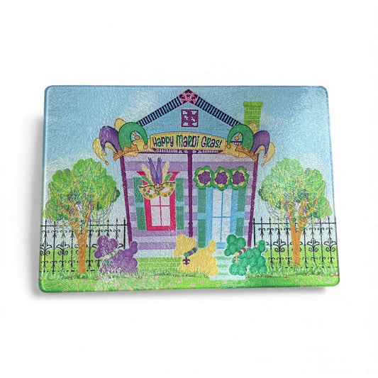 Mardi Gras Shotgun house Cutting Board