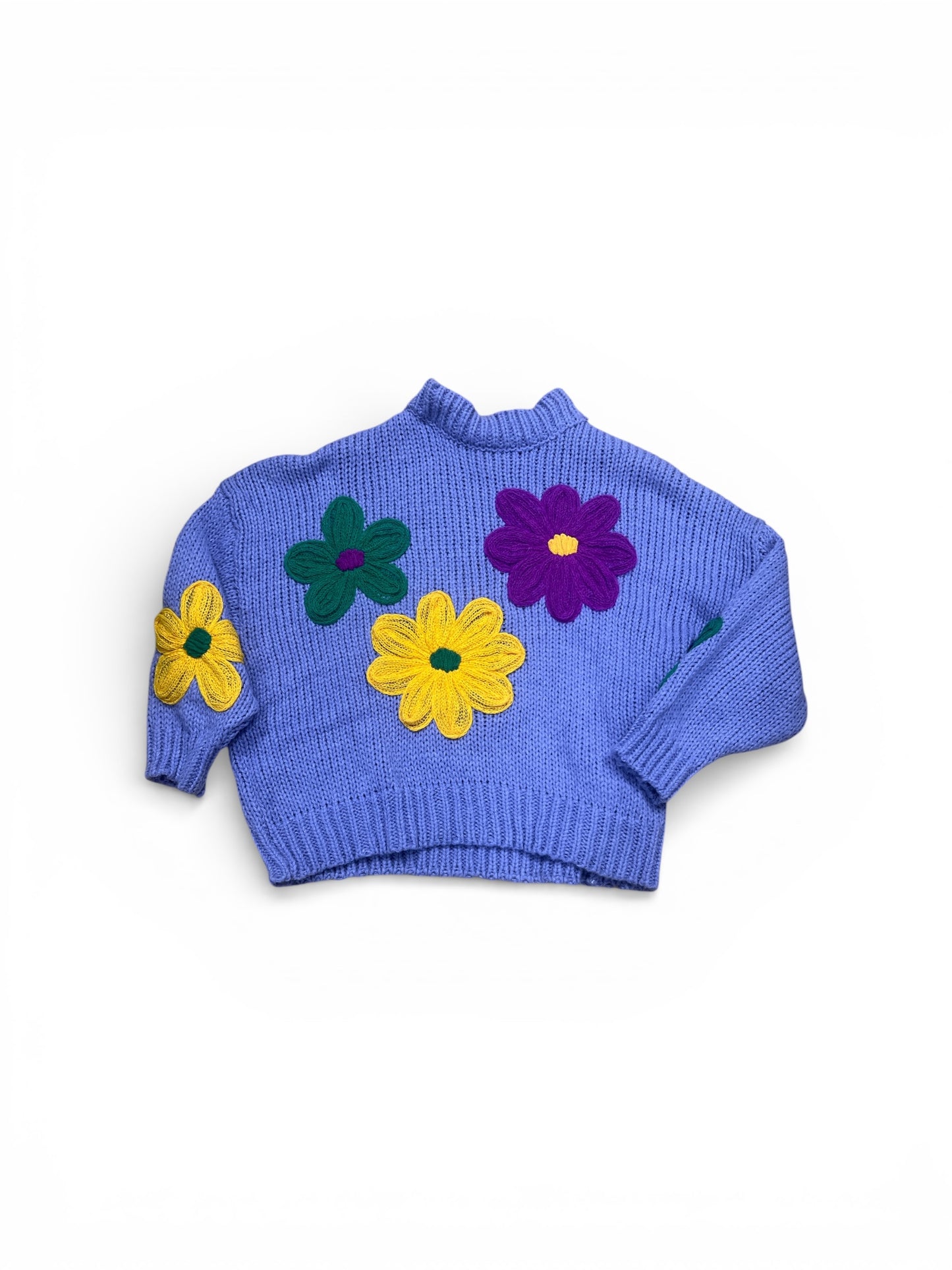 Mardi Gras Lavender Flower Sweater