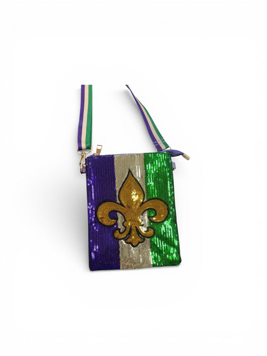 Mardi Gras Fleur De Lis Crossbody