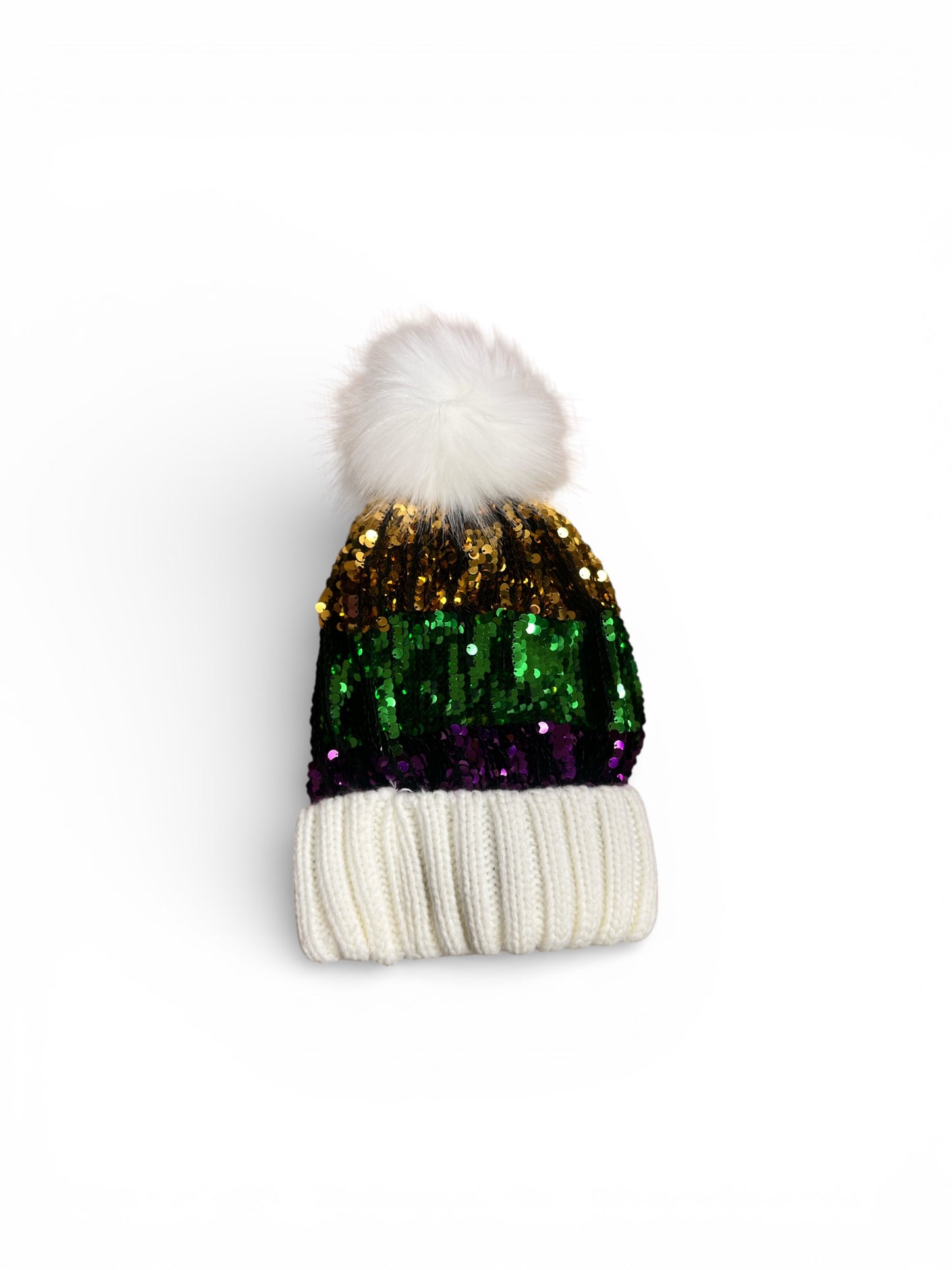 Mardi Gras Sequin Stripe Beanie