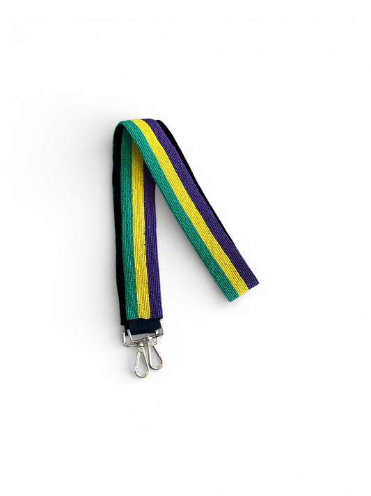 Seed bead Mardi Gras Tri Color Strap