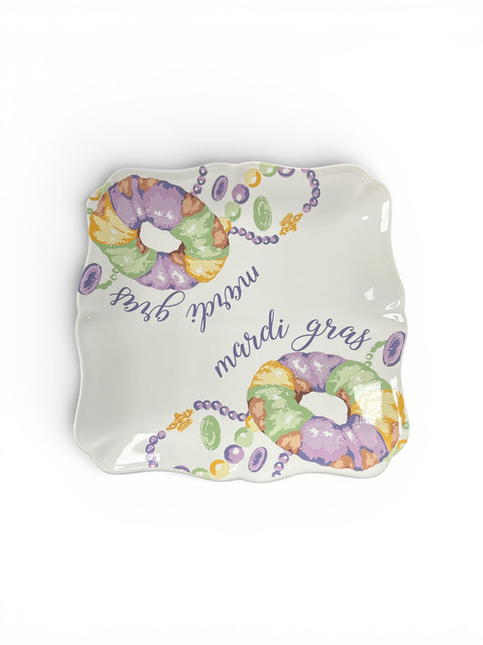 Mardi Gras King Cake Square Platter