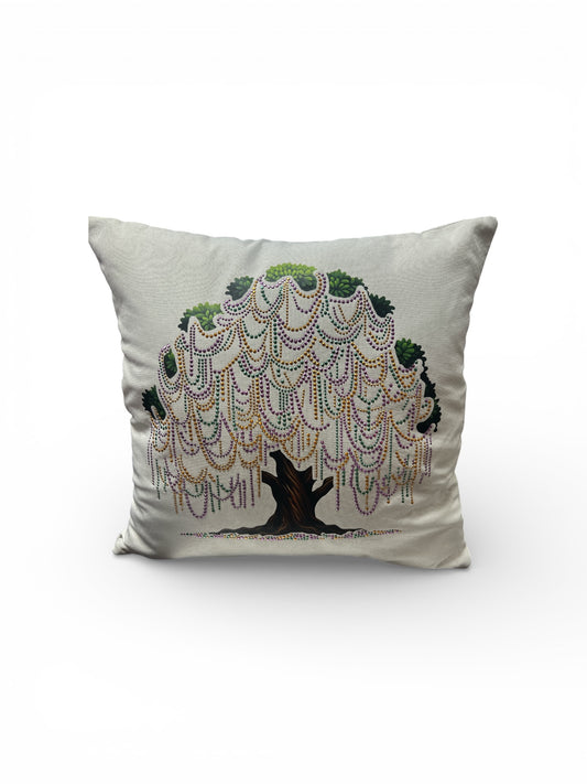 Rhinestone Bead Tree Throw Pillow