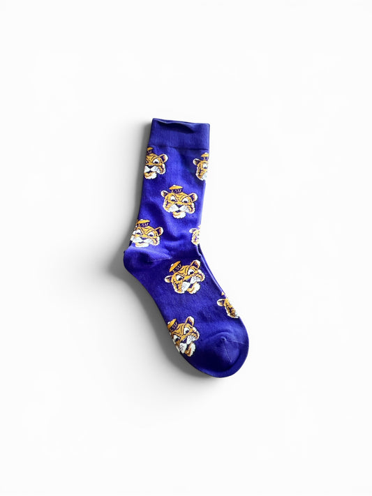 LSU Sailor Mike Socks- Purple