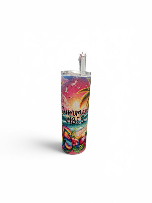 Summer Vibes Glitter Tumbler