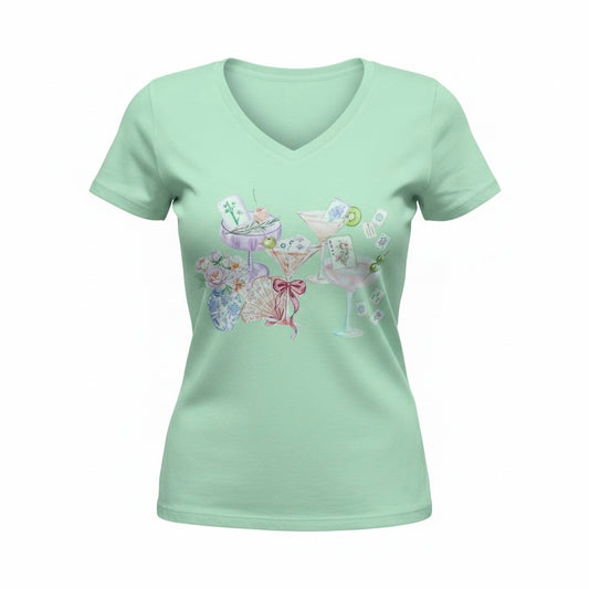 Mahjong and drinks mint shirt