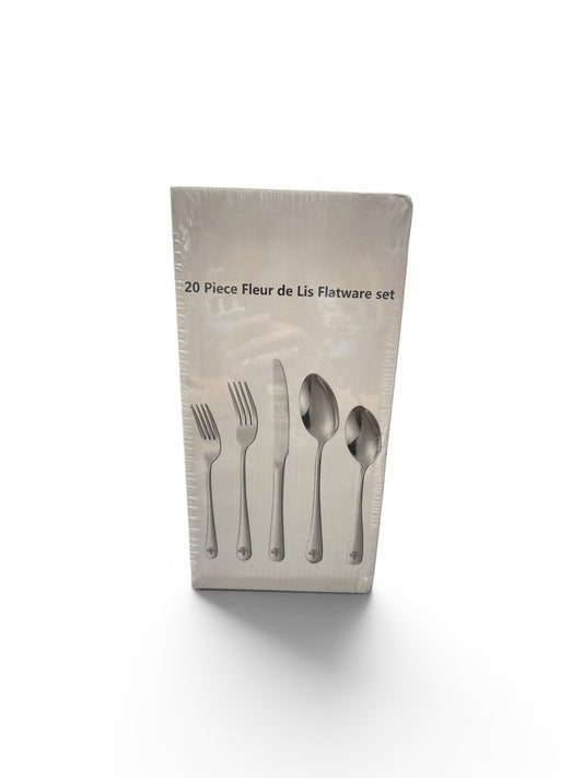 20 Pc Fleur De Lis Flatware Set