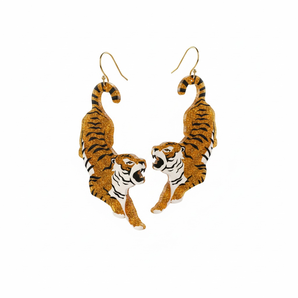 Glitter Tiger Earrings